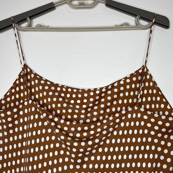 J. Crew Brown White Polka Dot Gwen Sleeveless Cupro Slip Dress Plus Size 18 NWT - Picture 12 of 14